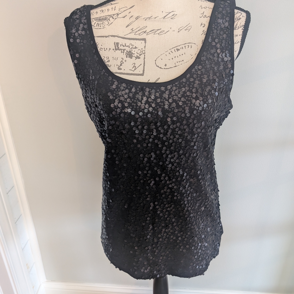 Old Navy Black Sequin Tank Top